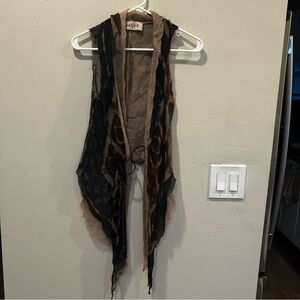 Vintage HACHE silk Sheer Vest with Animal Print and belt. Size S/M